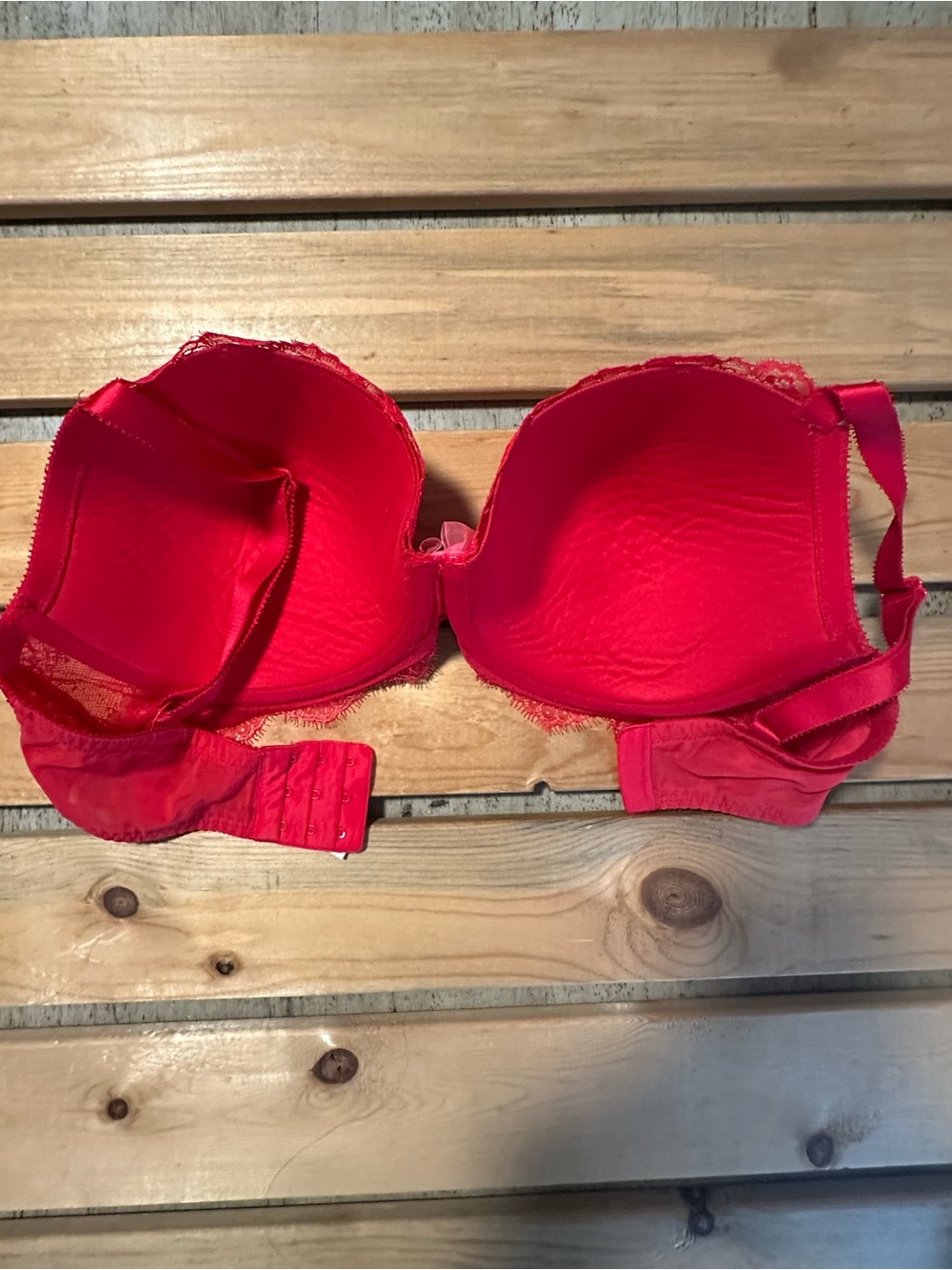 VICTORIA SECRET DREAM ANGELS LINED DEMI BRA 36DD RED - Picture 5 of 7